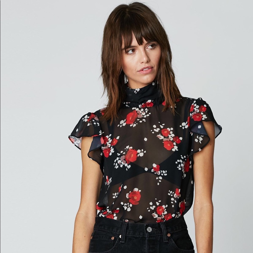 Flynn Skye Floral Mock Neck Blouse